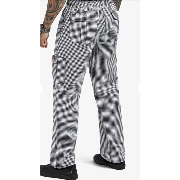 UA CHEF™ Houndstooth White Men's 6-Pocket Utility Printed Chef Pants Size XL - Picture 2 of 4